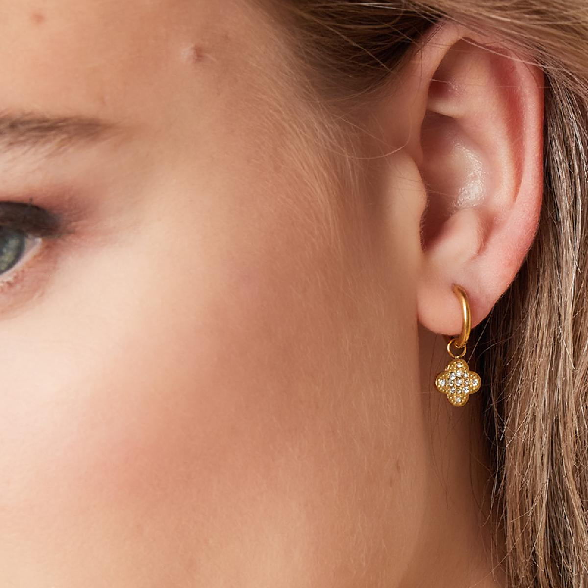 Crystal Clover Hoop Earrings