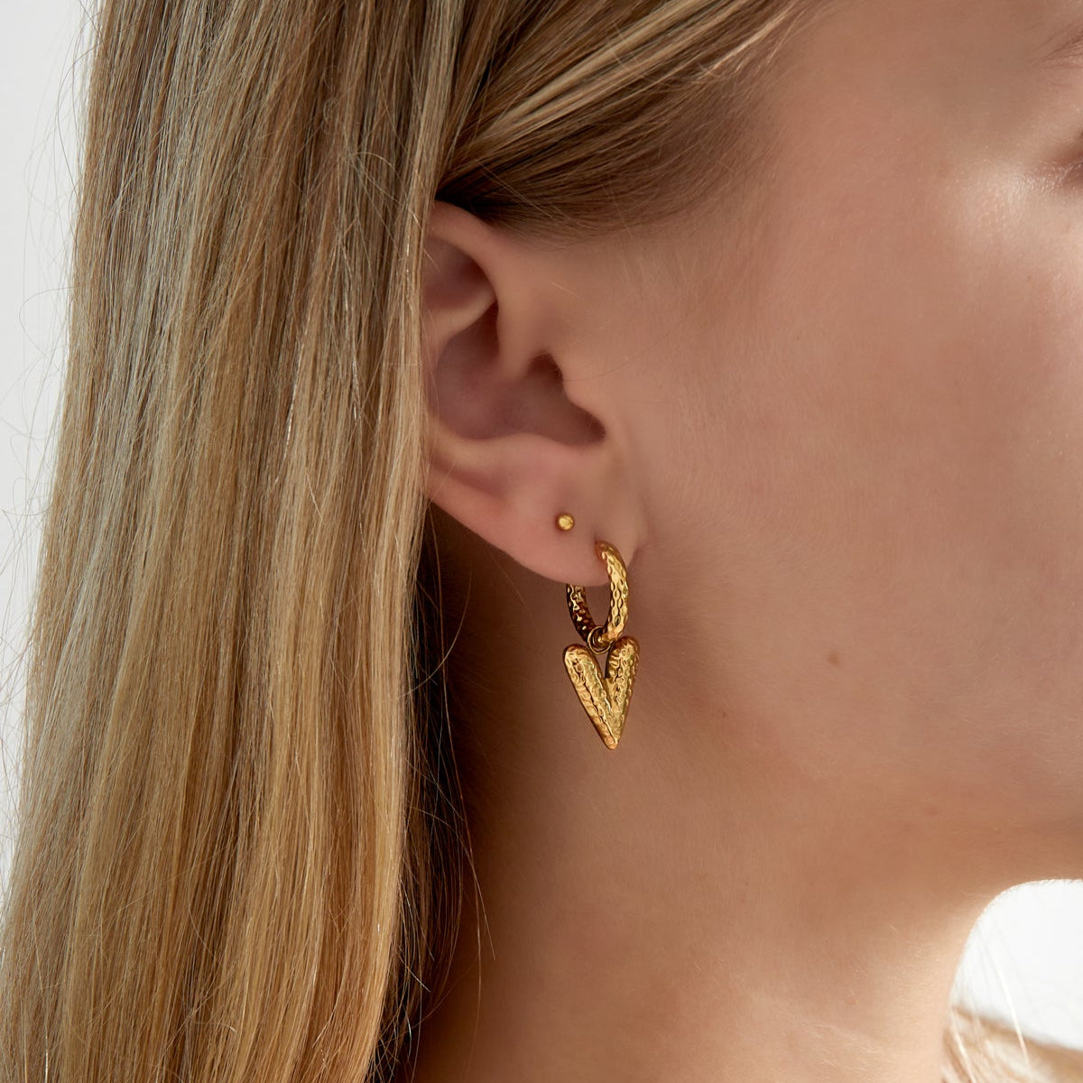 Hammered Heart Hoop Earrings