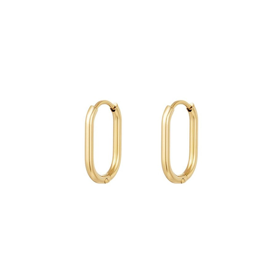 Gold Oval Hoop Earrings