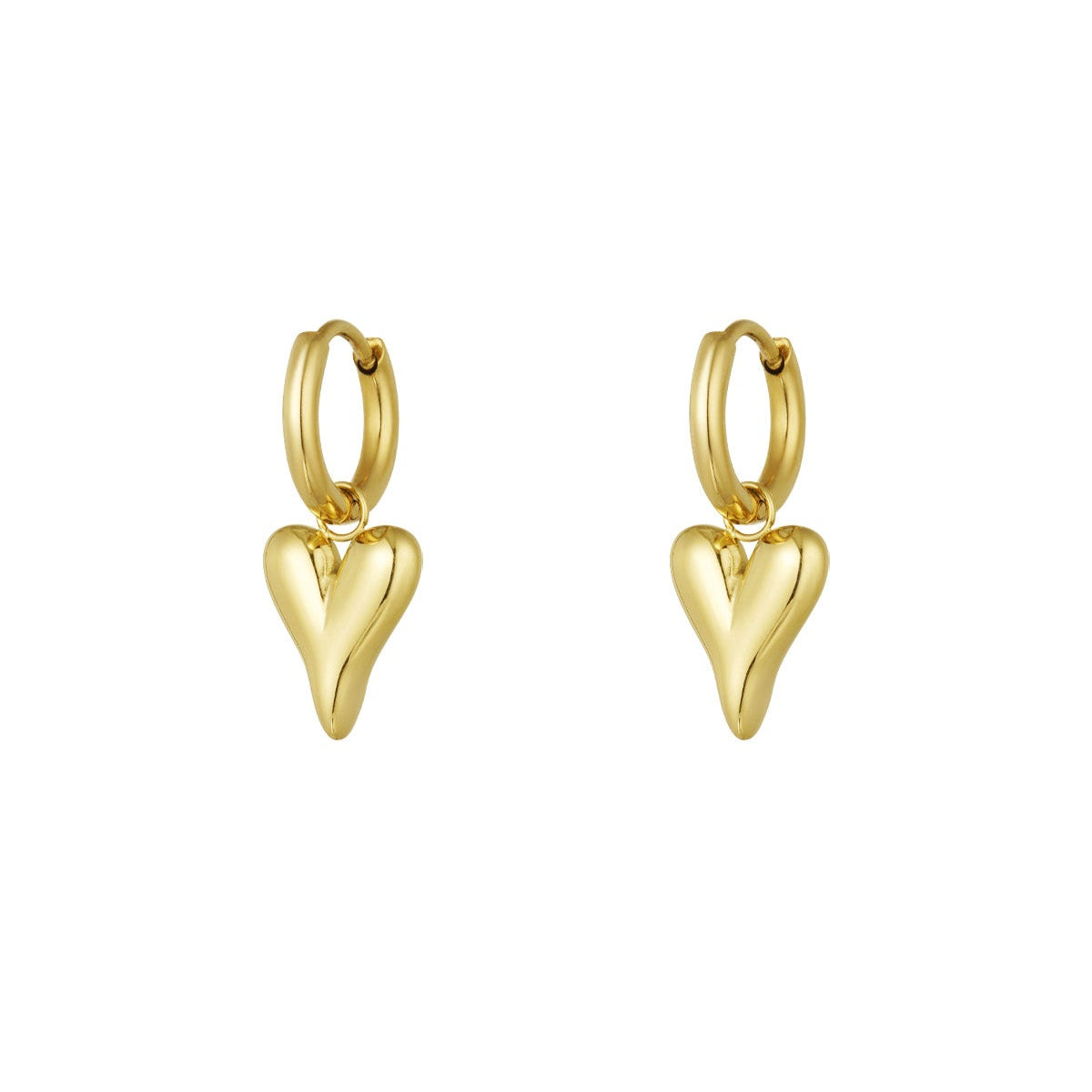 Golden Heart Hoop Earrings