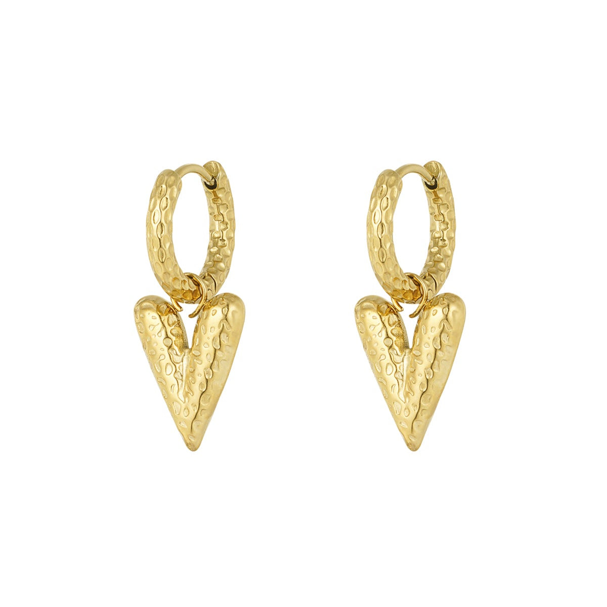 Hammered Heart Hoop Earrings