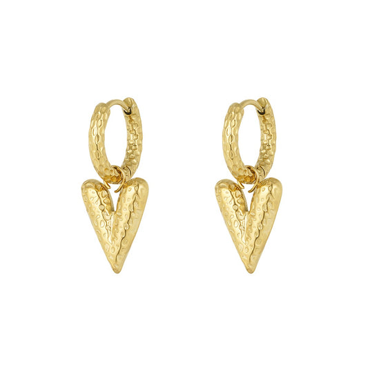 Hammered Heart Hoop Earrings