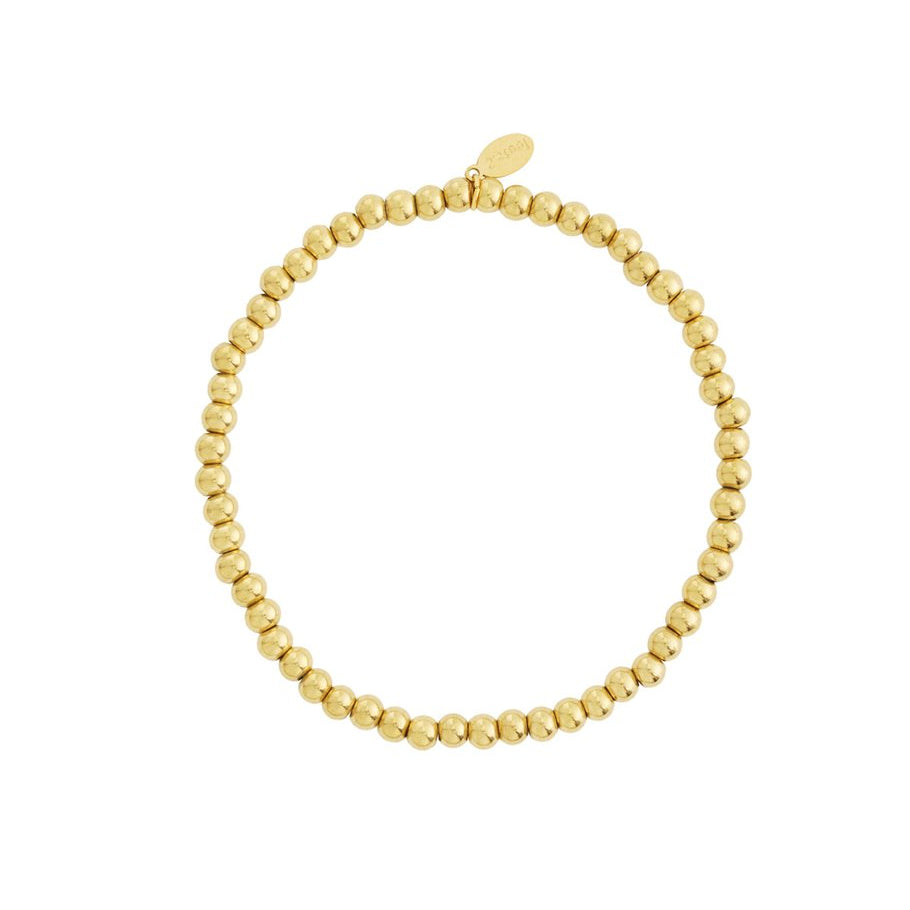 Gold Beaded Elastic Bracelet - 4 mm