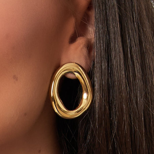 Gold Chunky Oval Earrings