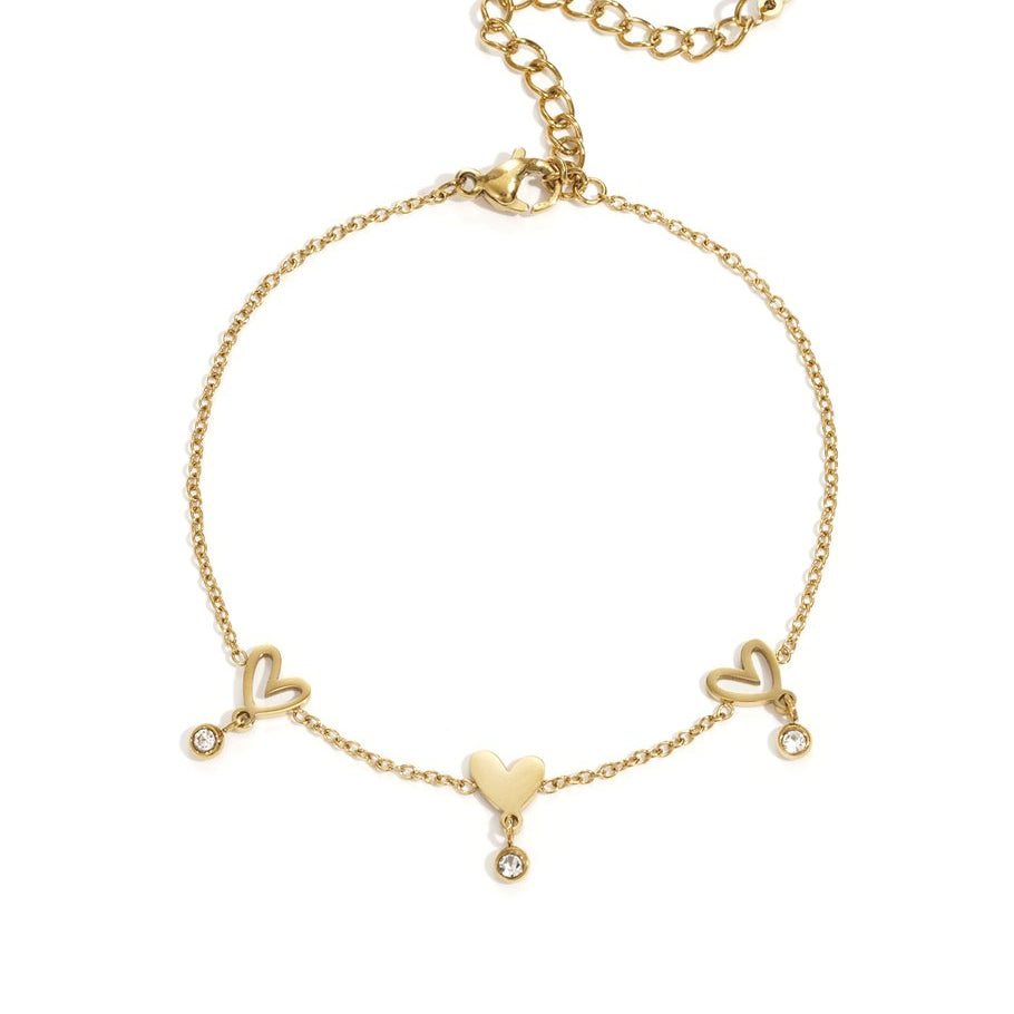 Gold Heart Charm Bracelet