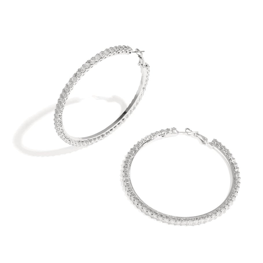 Silver Crystal Hoop Earrings
