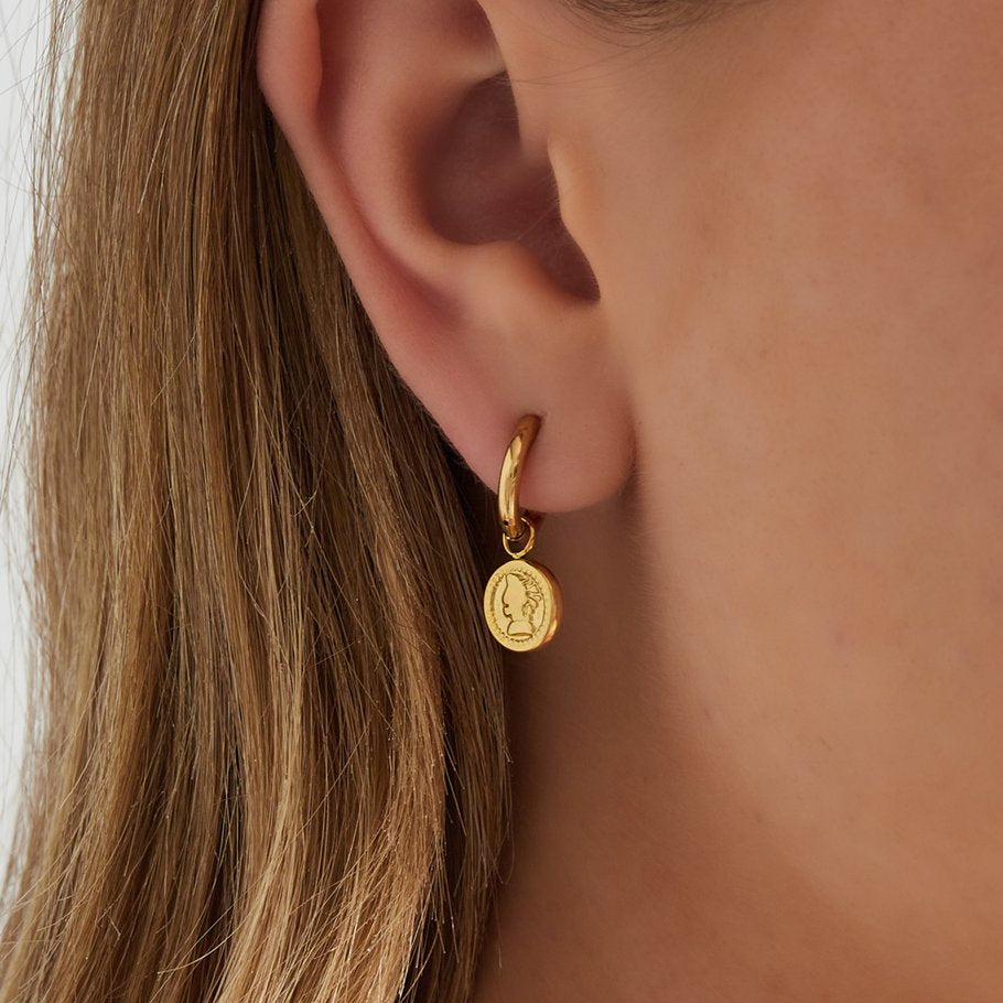 Coin Hoop Earrings