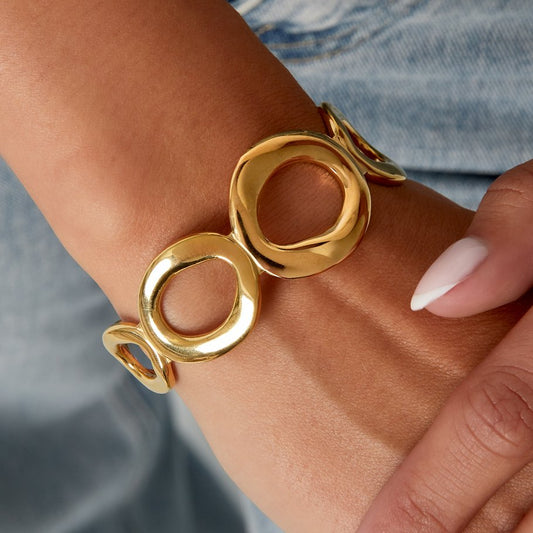 Gold Open Oval Cuff Bracelet