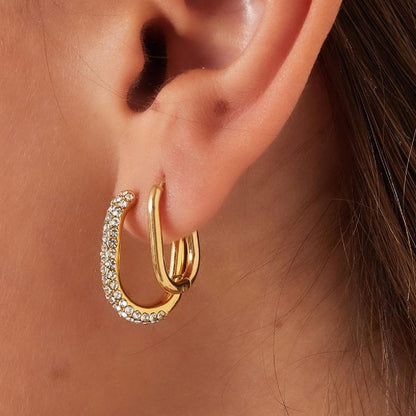 Gold Oval Hoop Earrings