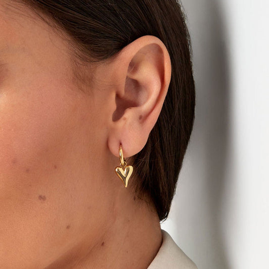 Golden Heart Hoop Earrings