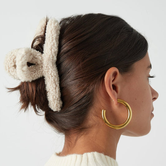 White Fluffy Hair Clip