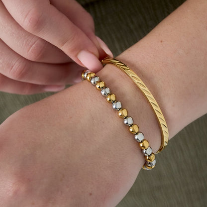 Gold Engraved Bangle Bracelet