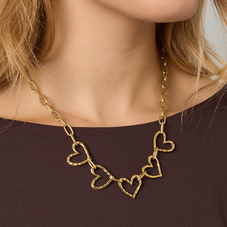 Gold Linked Heart Necklace