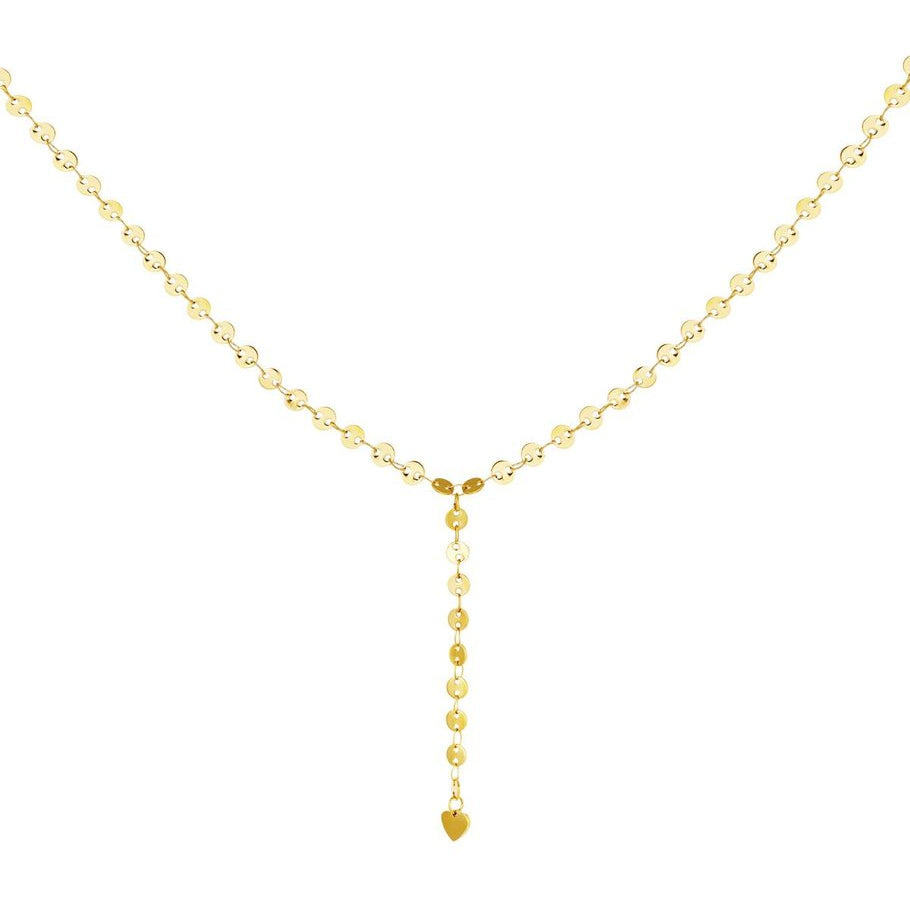 Gold Y-Necklace with Heart Charm