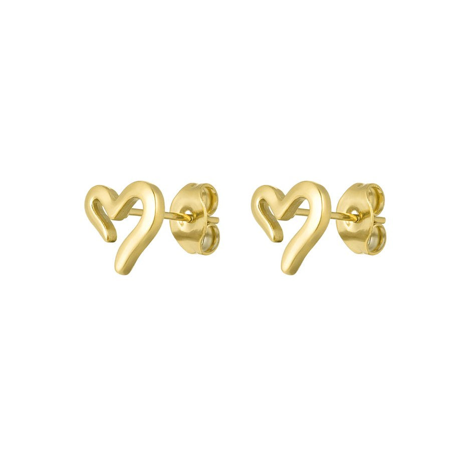 Gold Heart Stud Earrings