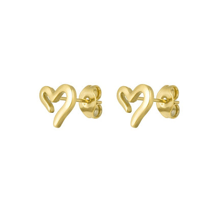 Gold Heart Stud Earrings