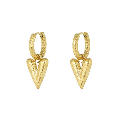 Hammered Heart Hoop Earrings
