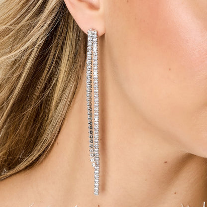 Silver Rhinestone Drop Earrings