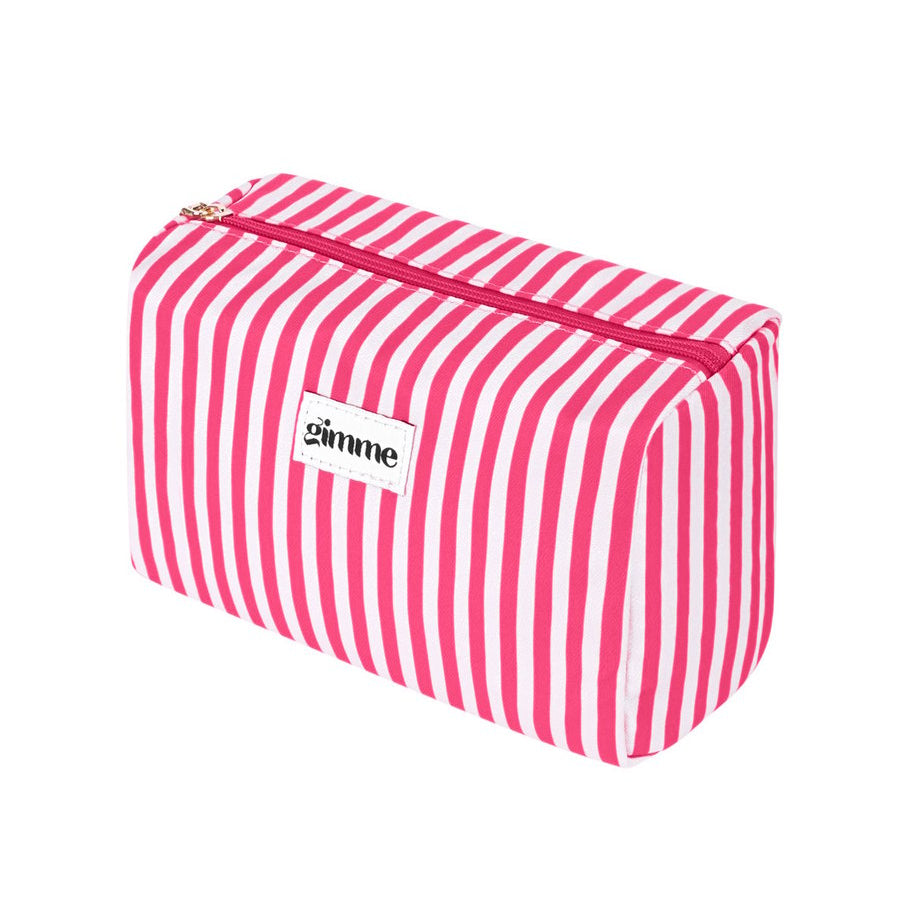 Pink Striped Makeup Bag