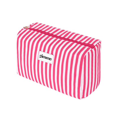Pink Striped Makeup Bag