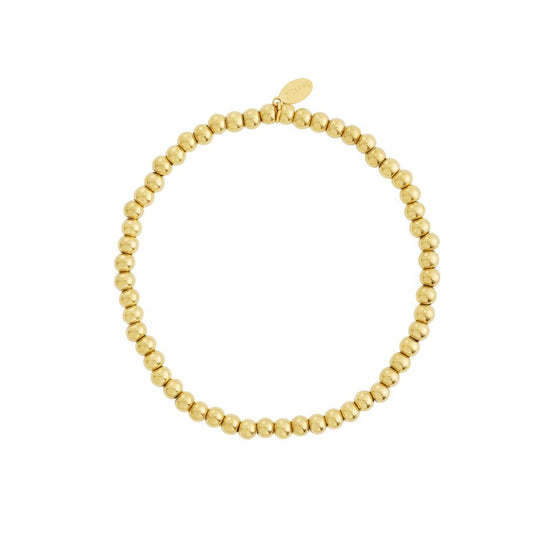 Gold Beaded Elastic Bracelet - 4 mm