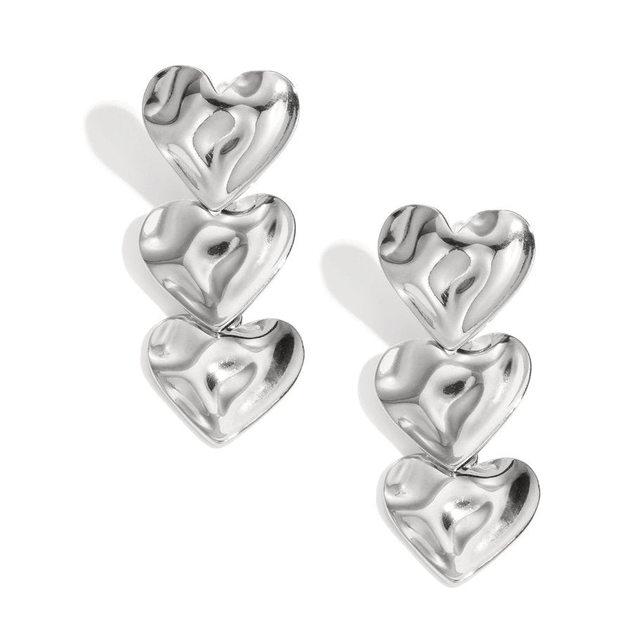 Triple Heart Drop Earrings