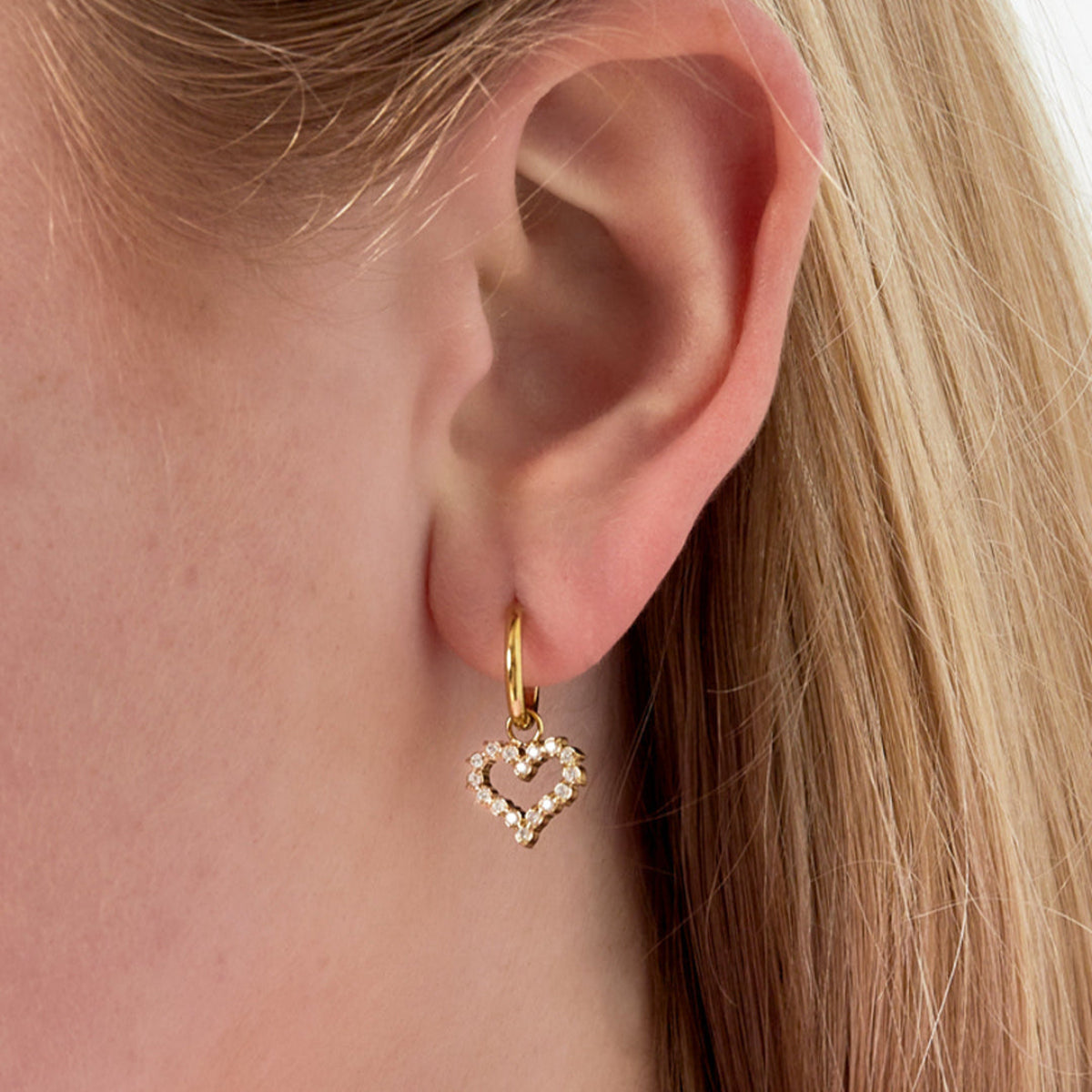 Crystal Heart Hoop Earrings