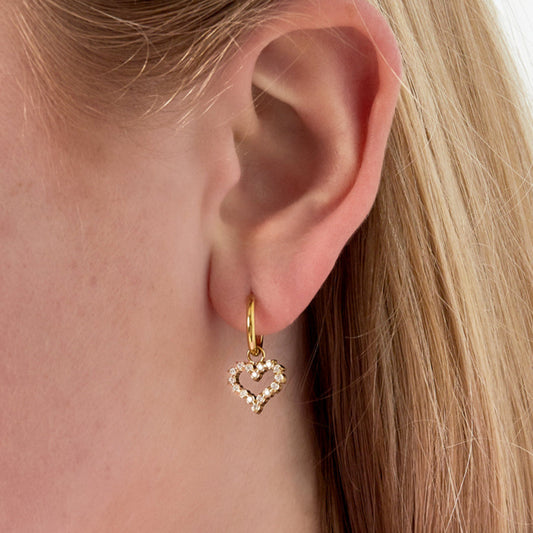 Crystal Heart Hoop Earrings