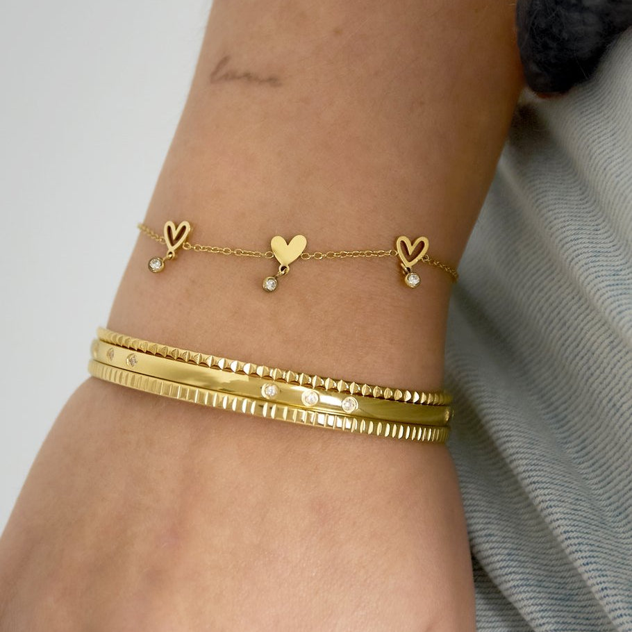 Gold Heart Charm Bracelet