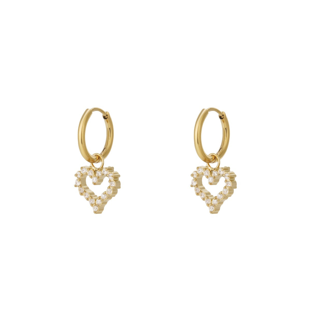Crystal Heart Hoop Earrings
