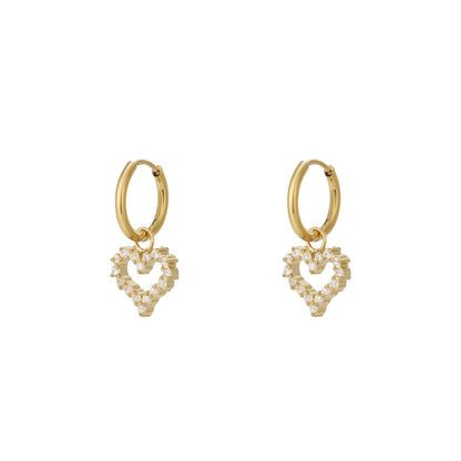 Crystal Heart Hoop Earrings