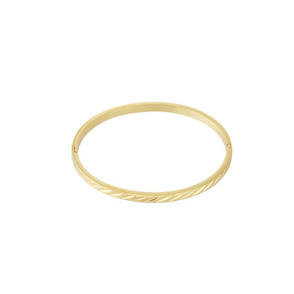 Gold Engraved Bangle Bracelet