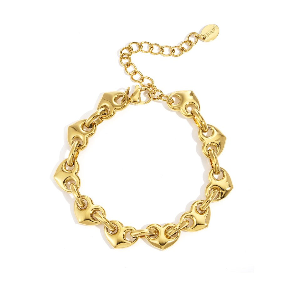 Gold Heart Link Chain Bracelet