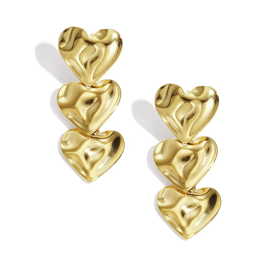 Triple Heart Drop Earrings