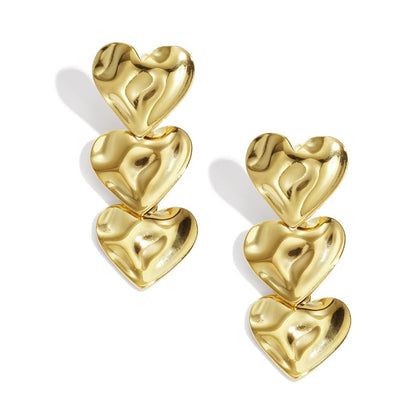 Triple Heart Drop Earrings