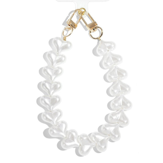 Phone Strap with Pearl Hearts