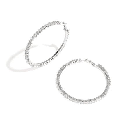 Silver Crystal Hoop Earrings