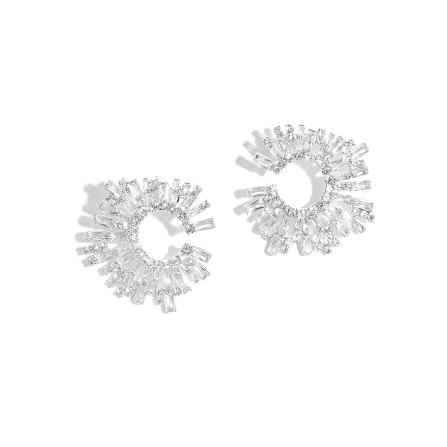 Silver Crystal Burst Earrings