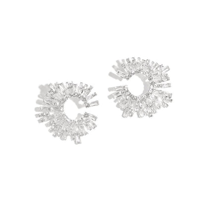 Silver Crystal Burst Earrings