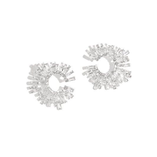 Silver Crystal Burst Earrings