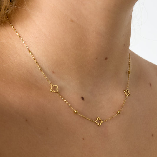 Gold Necklace with Clover